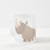 Zwei Cartoon Rhinos Mattiert Glass Tasse (Vorderseite Links)