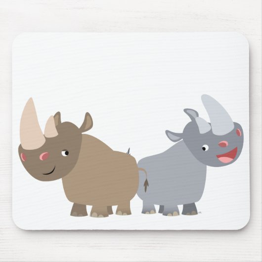 Zwei Cartoon Rhinos Mousepad (Vorne)