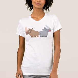 Zwei Cartoon Rhinos Women T - Shirt