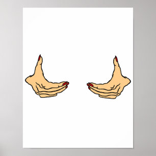 Zwei Cartoon weibliche Hände halten Brust Poster