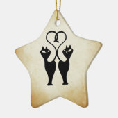 Zwei Cat-Silhouette Keramik Ornament (Links)