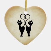 Zwei Cat-Silhouette Keramikornament (Vorne)