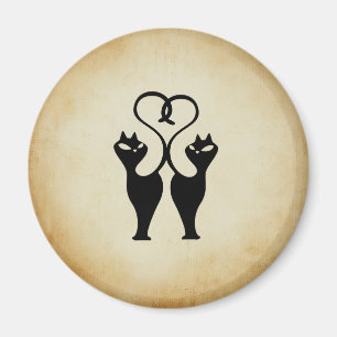 Zwei Cat-Silhouette Magnet