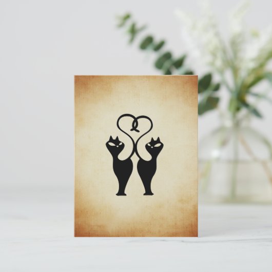 Zwei Cat-Silhouette Postkarte (Stehend Vorderseite)