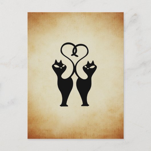 Zwei Cat-Silhouette Postkarte (Vorderseite)