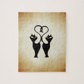 Zwei Cat-Silhouette Puzzle (Vertikal)