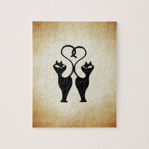 Zwei Cat-Silhouette Puzzle