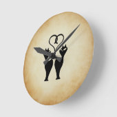 Zwei Cat-Silhouette Runde Wanduhr (Winkel)