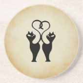 Zwei Cat-Silhouette Sandstein Untersetzer (Vorne)