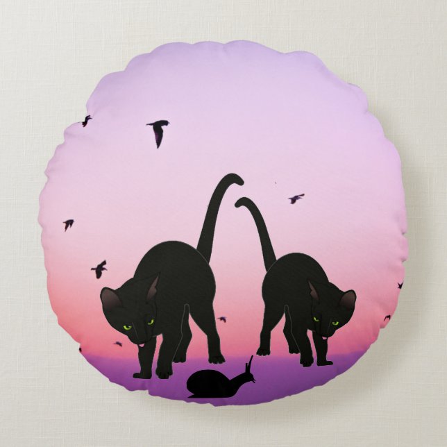 Zwei Cats Beach Szenen Rundes Kissen (Vorderseite)