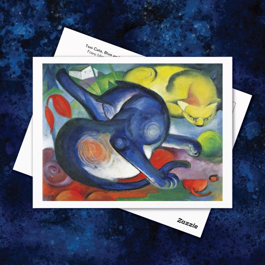 Zwei Cats Blue Yellow Franz Marc Postkarte