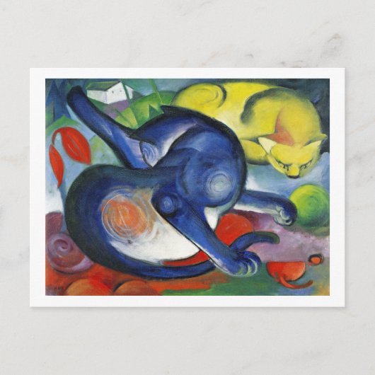 Zwei Cats Blue Yellow Franz Marc Postkarte (Vorderseite)