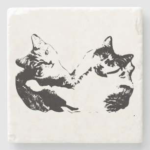 Zwei Cats Companiship Ink Untersetzer