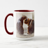 Zwei Cats Maroon Zwei-Töne Hot Beverage Tasse (Links)