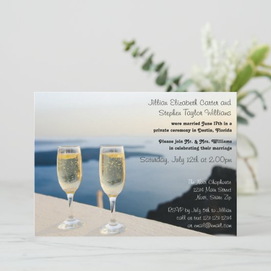 Zwei Champagner-Foto - Hochzeitsankündigung Einladung (Stehend Vorderseite)