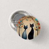 Zwei charmante Katzen Button (Vorne & Hinten)