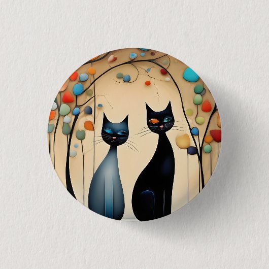 Zwei charmante Katzen Button (Vorderseite)