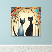 Zwei charmante Katzen Leinwanddruck (Insitu (Holzboden))