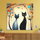 Zwei charmante Katzen Leinwanddruck (Insitu (Wohnzimmer))