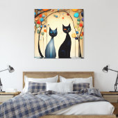 Zwei charmante Katzen Leinwanddruck (Insitu (Schlafzimmer))
