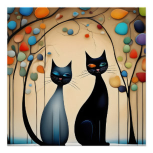 Zwei charmante Katzen Poster