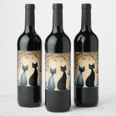 Zwei charmante Katzen Weinetikett (Flaschen)