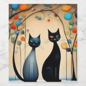 Zwei charmante Katzen Weinetikett (Einzelnes Label)