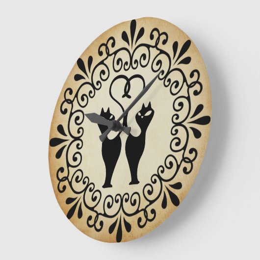Zwei Chat-Silhouette-Uhr Große Wanduhr (Winkel)