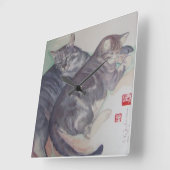 Zwei Chat Square Wall Clock Quadratische Wanduhr (Winkel)