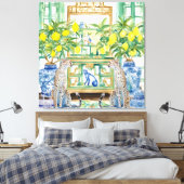 Zwei Cheetahs in chinoiserie Interieur mit Ingwer Leinwanddruck (Insitu (Schlafzimmer))