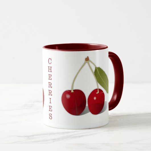Zwei Cherries Design Coffee Tasse (VorderseiteRechts)