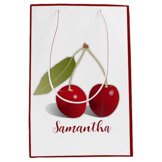 Zwei Cherries Design-Geschenktasche Mittlere Geschenktüte (Vorderseite)