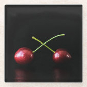 Zwei Cherries Küste Glasuntersetzer (Vorderseite)