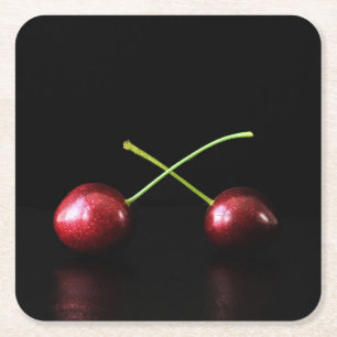 Zwei Cherries Küste Rechteckiger Pappuntersetzer