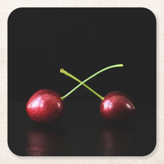Zwei Cherries Küste Rechteckiger Pappuntersetzer (Vorderseite)
