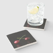 Zwei Cherries Küstenercnm Steinuntersetzer (Seitenansicht)