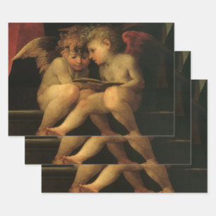 Zwei Cherubs beim Lesen von Rosso Fiorentino, Enge Geschenkpapier Set