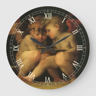 Zwei Cherubs lesen von Rosso Fiorentino, Engel Große Wanduhr