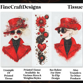 Zwei Chic Steampunk Frauen in Red CH4 Decoupage Seidenpapier