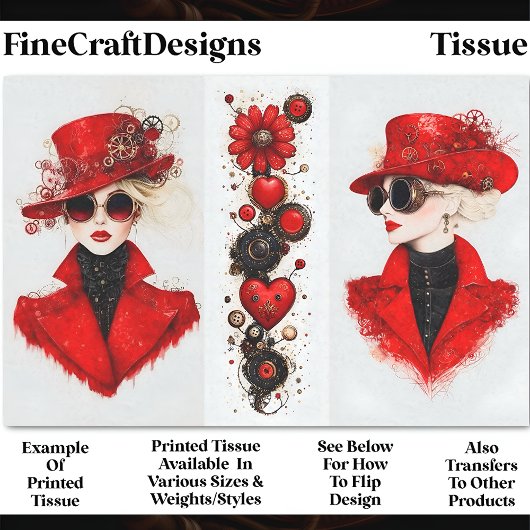 Zwei Chic Steampunk Frauen in Red CH4 Decoupage Seidenpapier