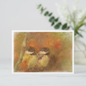 Zwei Chickadees-Mitteilungskarten Dankeskarte (Stehend Vorderseite)