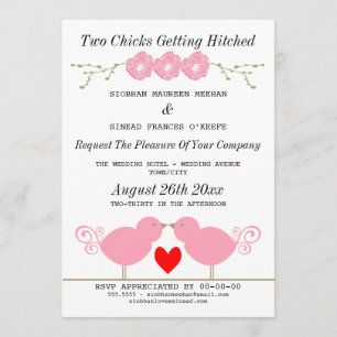 Zwei Chicks Hitched Lesben Hochzeit Einladung