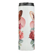 Zwei Chihuahuas mit Blume Liebe Herz Thermosbecher (Rückseite)