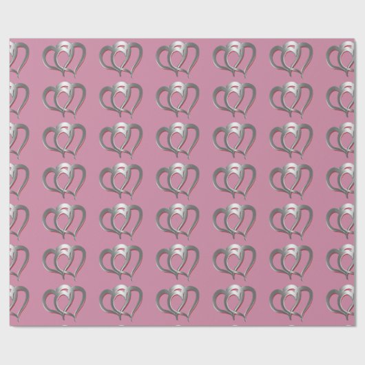 Zwei Chrome-Herzen Geschenkpapier (Flach)