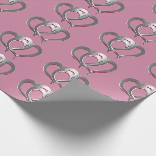 Zwei Chrome-Herzen Geschenkpapier (Ecke)