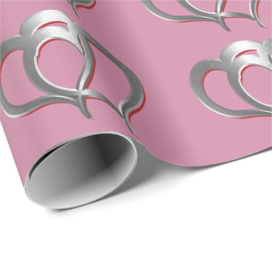 Zwei Chrome-Herzen Geschenkpapier (Rolleneckpunkt)
