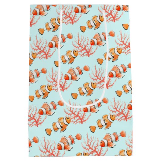 Zwei Clownfische oder Anemonefische mit Korallenge Mittlere Geschenktüte (Rückseite)