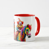 Zwei Clowns auf einem Pferd, ein Lachfestival. Tasse (VorderseiteRechts)
