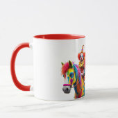 Zwei Clowns auf ihren Pferden. Tasse (Links)