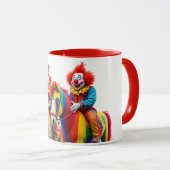 Zwei Clowns auf ihren Pferden. Tasse (VorderseiteRechts)